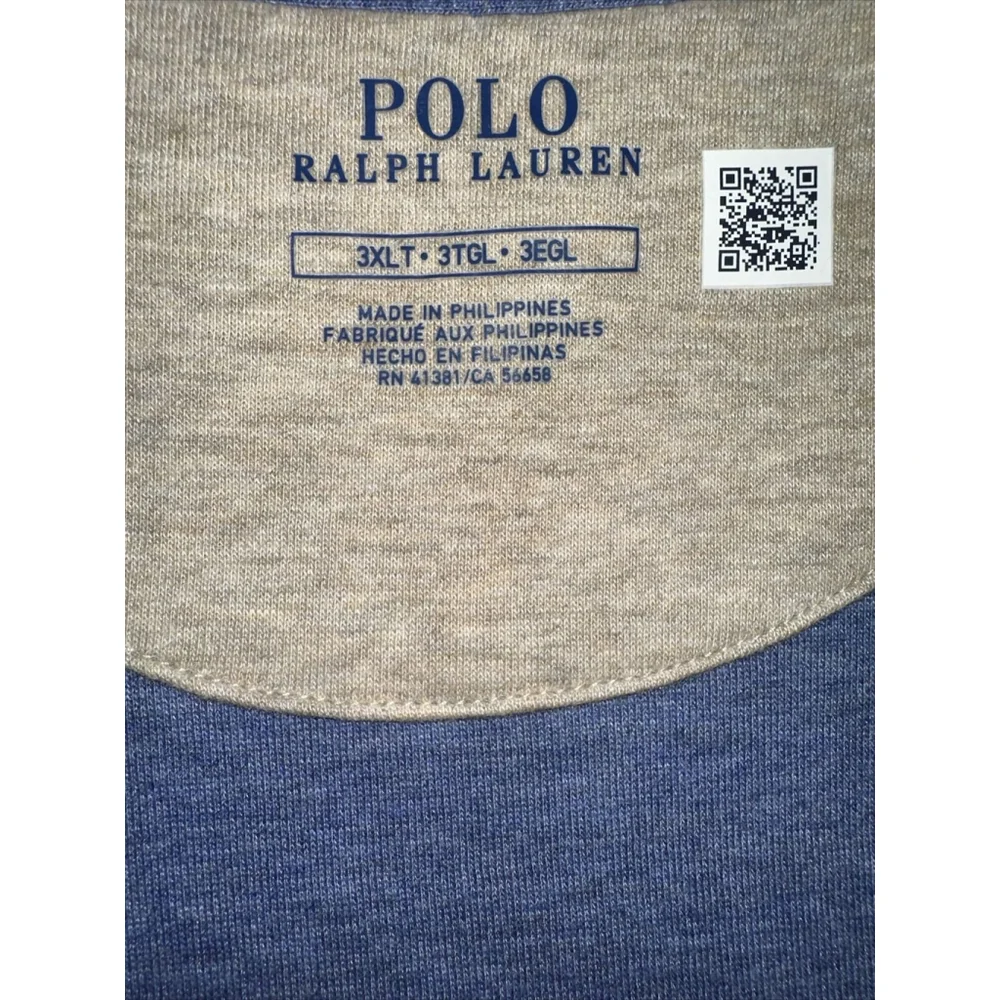 NWT Polo Ralph Lauren Mens Blue Sweater Heather Lux Jersey Half Zip Size‎ 3XLT